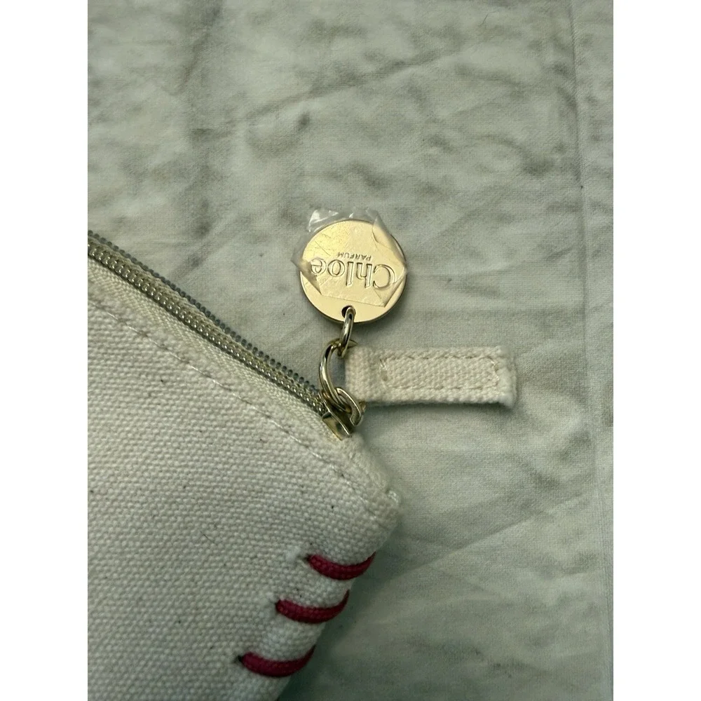 Chloe Parfums Limited‎ Edition 2023 Pouch Pochette  Cream Red Stitch